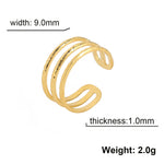 Women Irregular Wave Geometric Rings 2025 Fashion Stainless Steel Gold Color Adjustable Minimalist Finger Ring Jewelry