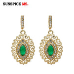 Sunspicems Chic Gold Color Morocco Earring Arabic Women Drop Earring Bride Wedding Jewelry Hollow Arabesques French Earring Gift