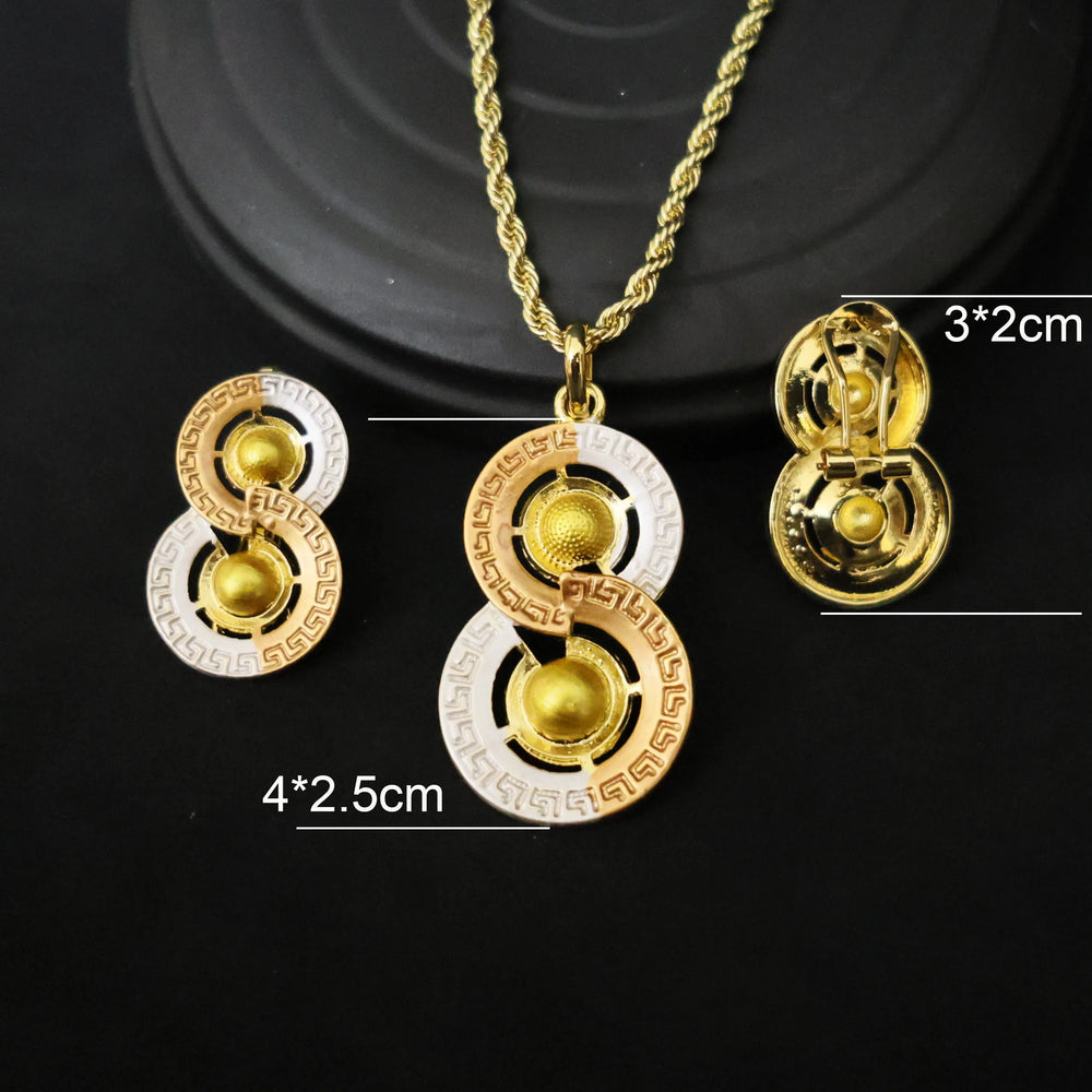 Luxury 18k Gold Plated Jewelry Set for Women Wedding Italian Jewellery Sets Bride Necklace and Earrings Bracelet African Gift