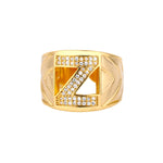 Chunky Wide Zircon Initial Letter Rings For Women Stainless Steel Opening Finger Ring Hip Hop Minimalist Jewelry Gift Femme