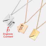 This personalized stainless steel pendant necklace is designed in the shape of a love letter envelope, making it a unique and meaningful gift for Valentine's Day or Mother's Day. Express your love and affection with this customized piece of jewelry that beautifully captures the essence of a heartfelt confession.