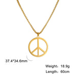 Cazador Stainless Steel 2025 Peace Sign Pendant Necklace for Men Gold Color Double Chain Necklace Jewelry Lover Gift Wholesale