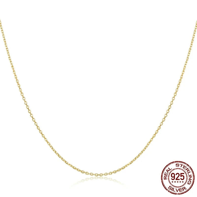 925 Sterling Silver Plated Gold Simple Basic Clasp Chain Necklace For Women Wedding Party Fine Fashion Jewelry Gift Making