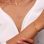 Anti-allergy Stainless Steel Chain Freshwater Pearl Chain Necklace Bracelets For Women Gold Plated Jewelry Set