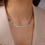 Gold Color Snake Chain Necklace for Women Men Stainless Steel Jewelry 2025 Trend Herringbone Chains Birthday Couple Gift