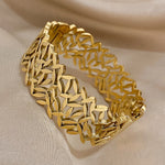 316L Stainless Steel Leaves Wide Chunky Bangles Bracelets for Women Unique Design Wrist Bracelet Waterproof Jewelry