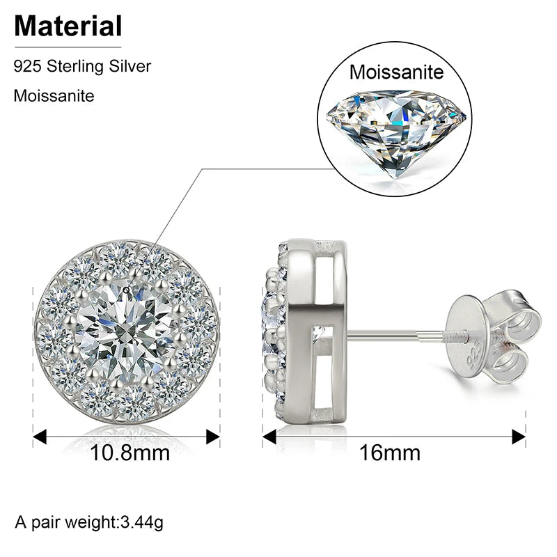 Classic Fine Women Moissanite Earrings For Women Luxury Jewelry