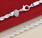 16-24inch for women men Beautiful fashion 925 Sterling Silver charm 4MM Rope Chain Necklace fit pendant high quality jewelry