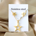 Korean Tiny Jewelry Sets For Women Wedding Party Stainless Steel No Fade Pendant Necklaces And Stud Earrings Jewelry Gifts