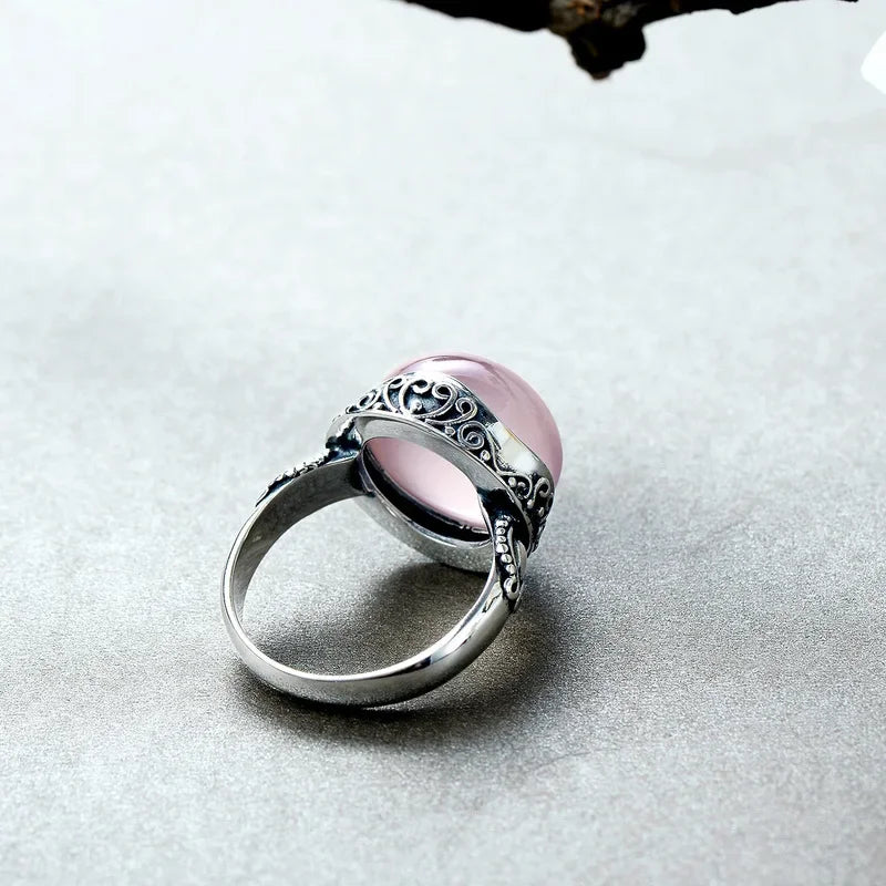 The exquisite elegance of our luxury natural stone ring collection. Crafted with genuine solid silver 925, our designer jewelry features a stunning rose quartz centerpiece. Elevate your style with our fine jewelry rings, perfect for women seeking a touch of sophistication and beauty.