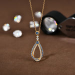 CHARMING Full Moissanite Diamond Necklaces Created Blue Spinel 925 Sterling Sliver for Women Gold Plated Party Fine Jewelry New
