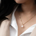 Freshwater Pearl Solitaire Pendant Necklace in 14K Yellow Gold, 18"