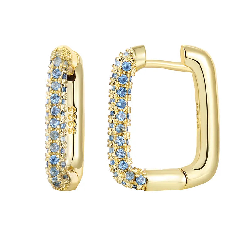  Gold Filled Hoop Drop Earrings Set for Women Ear Cuff Blue Zircon Enamel Dangle Earrings 2023 Fashion Jewelry Wholesale