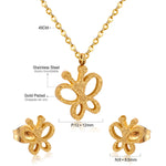 Korean Tiny Jewelry Sets For Women Wedding Party Stainless Steel No Fade Pendant Necklaces And Stud Earrings Jewelry Gifts