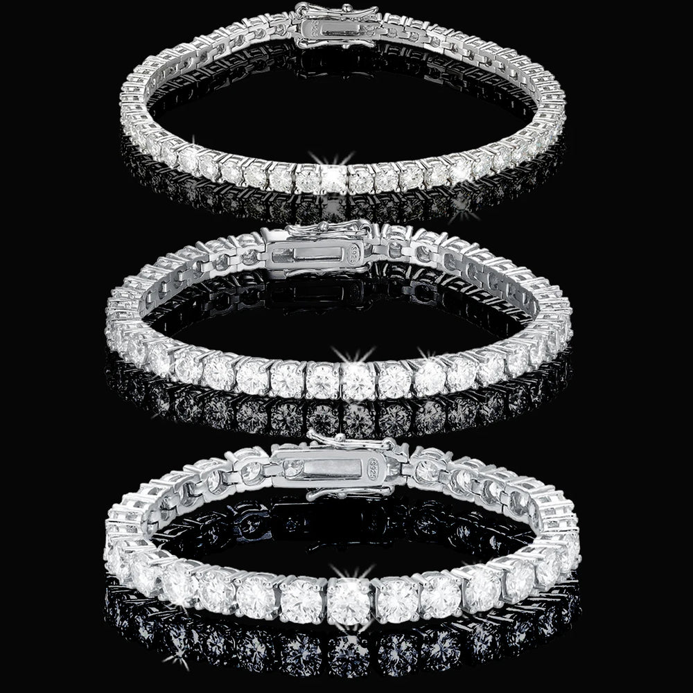 Women Classic Moissanite Tennis Bracelet Original s925 Sterling Silver Plated 18k White Gold Cubic Zirconia Bracelets for Men