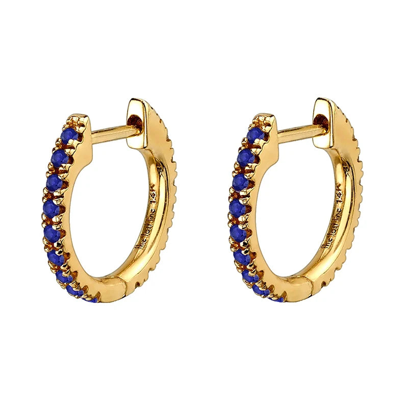  Gold Filled Hoop Drop Earrings Set for Women Ear Cuff Blue Zircon Enamel Dangle Earrings 2023 Fashion Jewelry Wholesale