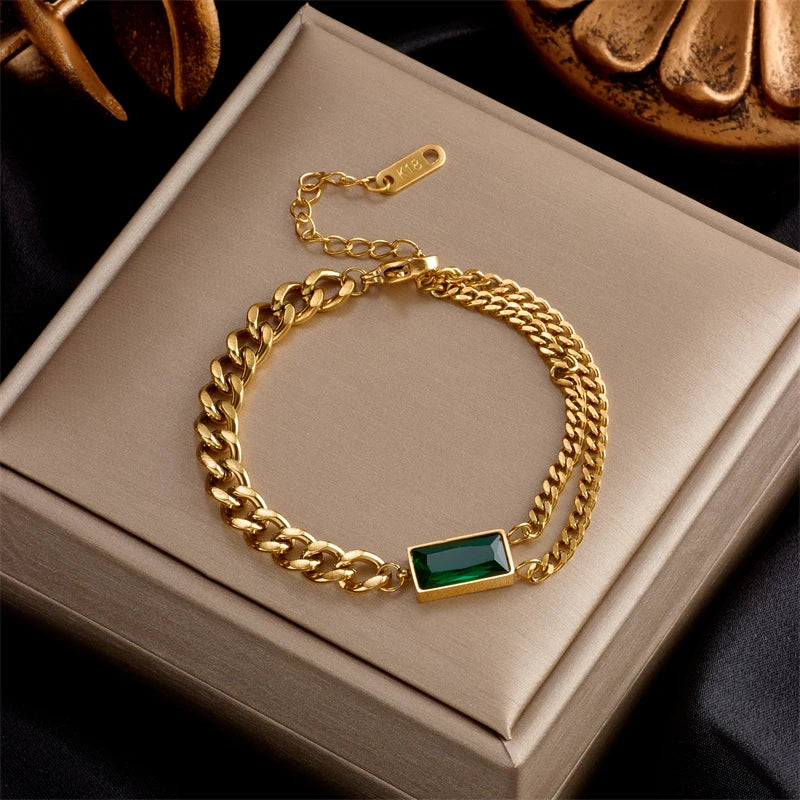  A stylish and elegant choice, this fashion link chain bangle bracelet is crafted from 316L stainless steel. The bracelet showcases a beautiful gold color, adding a touch of sophistication to any outfit. It makes for a thoughtful gift for girls who appreciate fine jewelry.