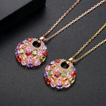 Luxury Multicolor Cubic Zirconia Big Round Necklace Pendant