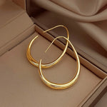 Hot Sale 925 Silver Needle Geometric Oval Hoop Earrings For Women Simple Design Earrings Party Wedding Jewelry