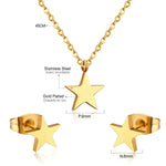 Korean Tiny Jewelry Sets For Women Wedding Party Stainless Steel No Fade Pendant Necklaces And Stud Earrings Jewelry Gifts
