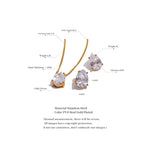 Delicate Shiny Cubic Zirconia Stainless Steel Water Drop Pendant Necklace Stud Earrings Waterproof Jewelry Chic Party Gift