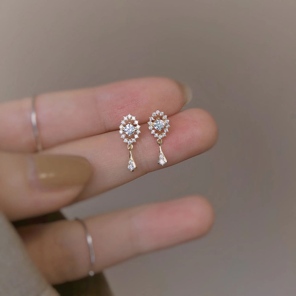 925 Silver Needle Zircon Earrings Hypoallergenic Fashion Ear Studs Female Pendant Tassel Pendant Earrings for Women Jewelry Gift