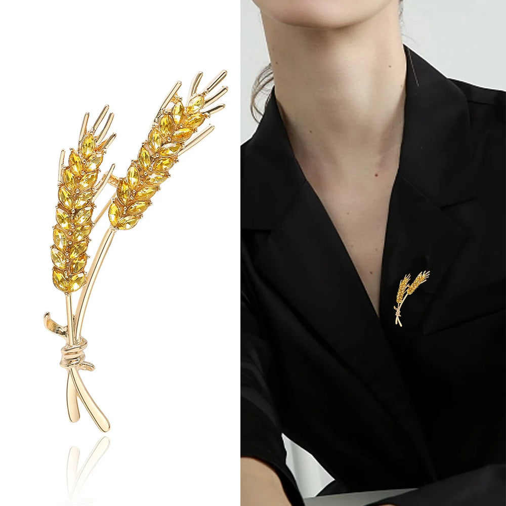 Elevate your style with these exquisite Korean fashion-inspired women's brooches. Crafted with attention to detail, these lapel pins feature a stunning 3-color rhinestone design resembling an ear of wheat. Perfect for adding a touch of luxury to your clothing, these jewelry accessories are a must-have for any fashion enthusiast.