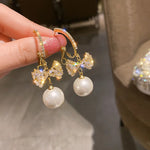 2025 New Inlaid Rhinestone Pearl Stud Earrings Women Personality Fashion Unique Design Earrings Wedding Jewelry Birthday Gift