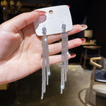 New Fashion White Square Rhinestone Zircon Double Pendant Gold Color Earrings for Women Unique Design Girls Trend Jewelry Gift