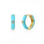  Gold Filled Hoop Drop Earrings Set for Women Ear Cuff Blue Zircon Enamel Dangle Earrings 2023 Fashion Jewelry Wholesale