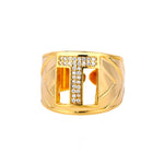 Chunky Wide Zircon Initial Letter Rings For Women Stainless Steel Opening Finger Ring Hip Hop Minimalist Jewelry Gift Femme