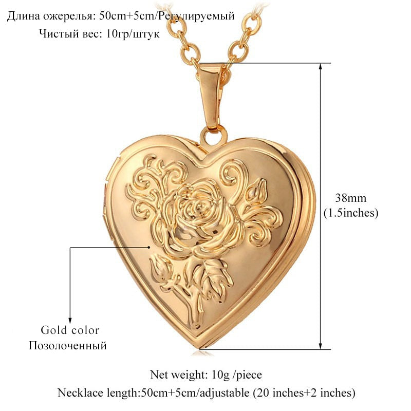 Heart Frame Memory Locket Pendant Necklace