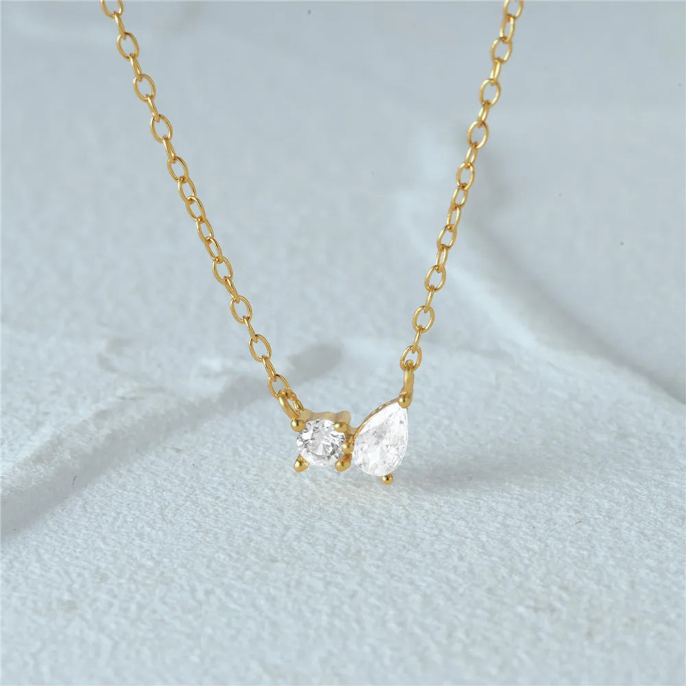 S925 Sterling Silver  Gold Cross Zircon Pendant Necklaces For Women Girls Necklace Chains Jewelry Gifts Collares подвеска