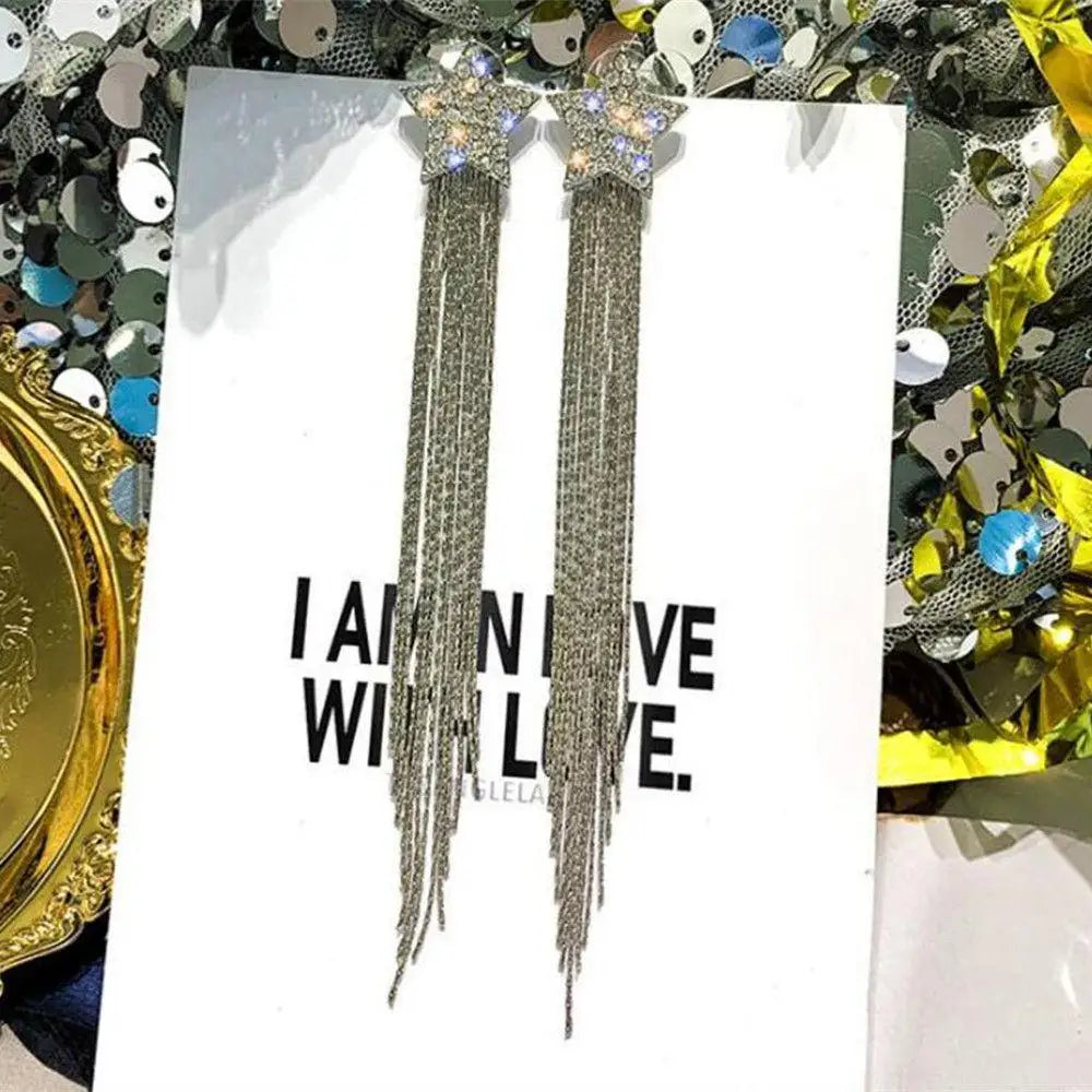 New Fashion White Square Rhinestone Zircon Double Pendant Gold Color Earrings for Women Unique Design Girls Trend Jewelry Gift