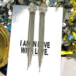 New Fashion White Square Rhinestone Zircon Double Pendant Gold Color Earrings for Women Unique Design Girls Trend Jewelry Gift