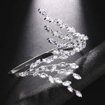 Shiny Crystal Open Bangle Bracelet Hand Jewelry for Women Bridal Leaf Branch Bracelet Palm Jewelry Wedding Accessories