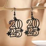 Women's Fashion Number 2025 Earrings Sparkling Rhinestone Drop Earrings Happy New Year Earrings for Party Banquet Ear Jewelry