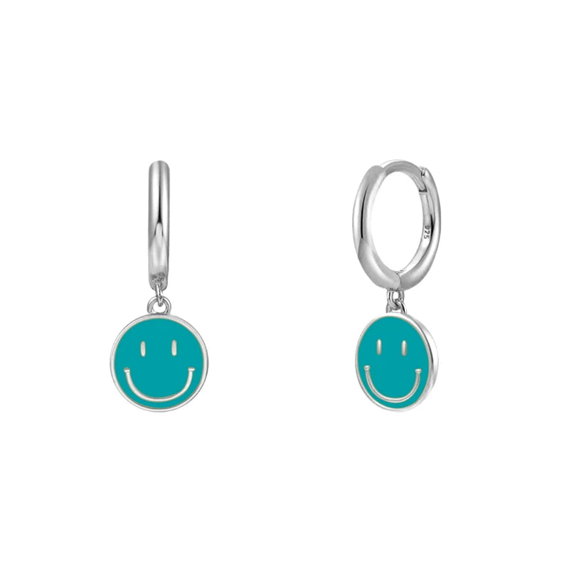  Gold Filled Hoop Drop Earrings Set for Women Ear Cuff Blue Zircon Enamel Dangle Earrings 2023 Fashion Jewelry Wholesale