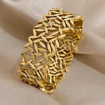316L Stainless Steel Leaves Wide Chunky Bangles Bracelets for Women Unique Design Wrist Bracelet Waterproof Jewelry