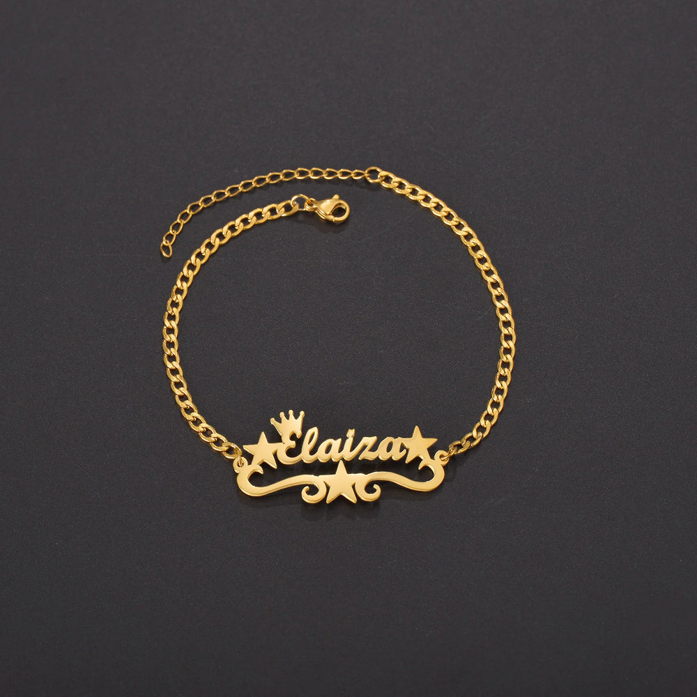 Elevate your style with a custom name anklet that is designed to be personalized just for you. Crafted from durable stainless steel, this anklet features a thick leg chain and measures 18cm in length. The addition of letter charms adds a touch of charm and uniqueness, making it an ideal customized gift for women.