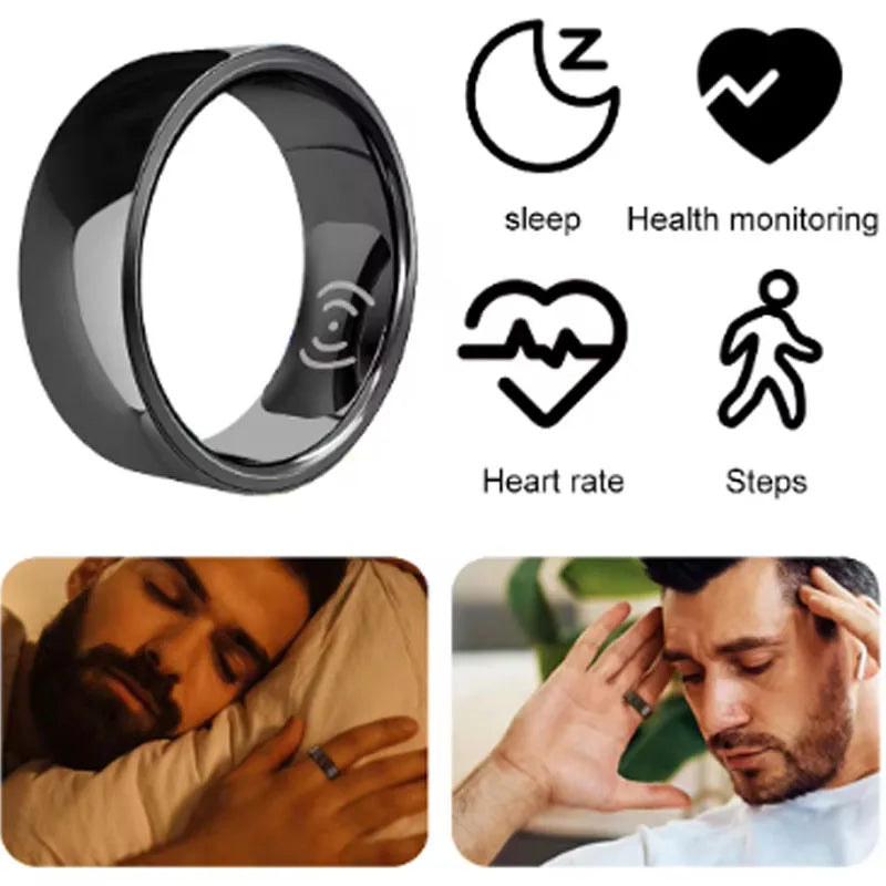 2024 For iPhone 7 8 Plus Smart Ring Men Women Heart Rate Blood Oxygen Monitor IP68 & 5ATM Waterproof Smartring Multi-sport Mode