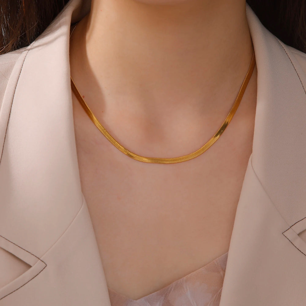 Stainless Steel Snake Chain Necklace for Women Men Minimalist Gold Color Choker Neck Chains 2025 Trend Jewelry Gift Hot