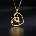 Gold Color Gymnast Girl Pendant Necklace for Women Stainless Steel Rhythmic Gymnastics Necklace Jewelry Gift 2025 Trendy