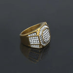 Hip Hop Iced Out Bling CZ Ring Male Gold Color Stainless Steel Zircon Geometry Rapper Rings for Men Fashion Jewelry Gift 2025