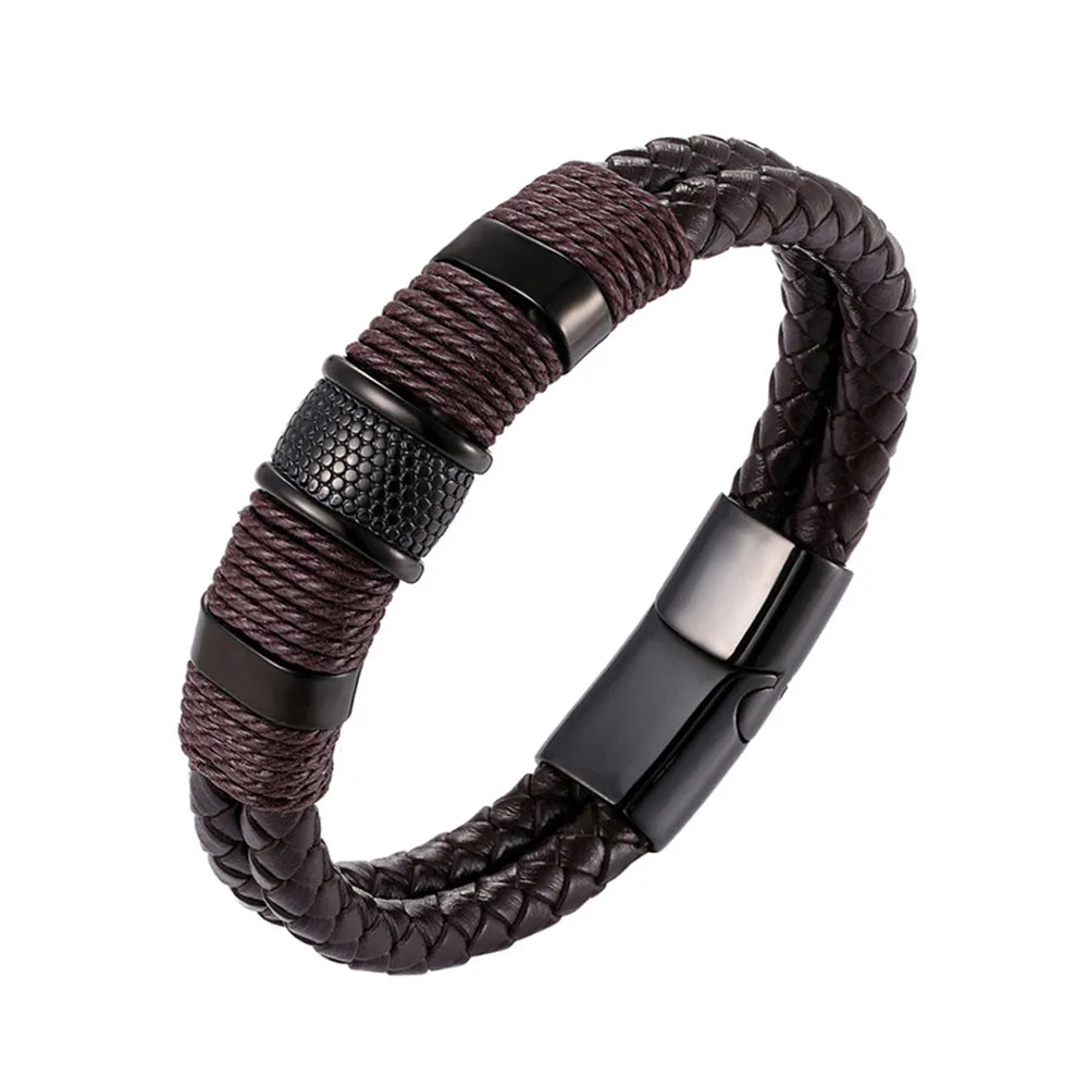 A range of exquisite luxury accessories with this high-quality men's fashion gift. Crafted from genuine black leather, these bracelets offer a unique combination of style and versatility. Perfect for those who appreciate a touch of wild handsomeness, these DIY bracelets make for a truly remarkable gift.