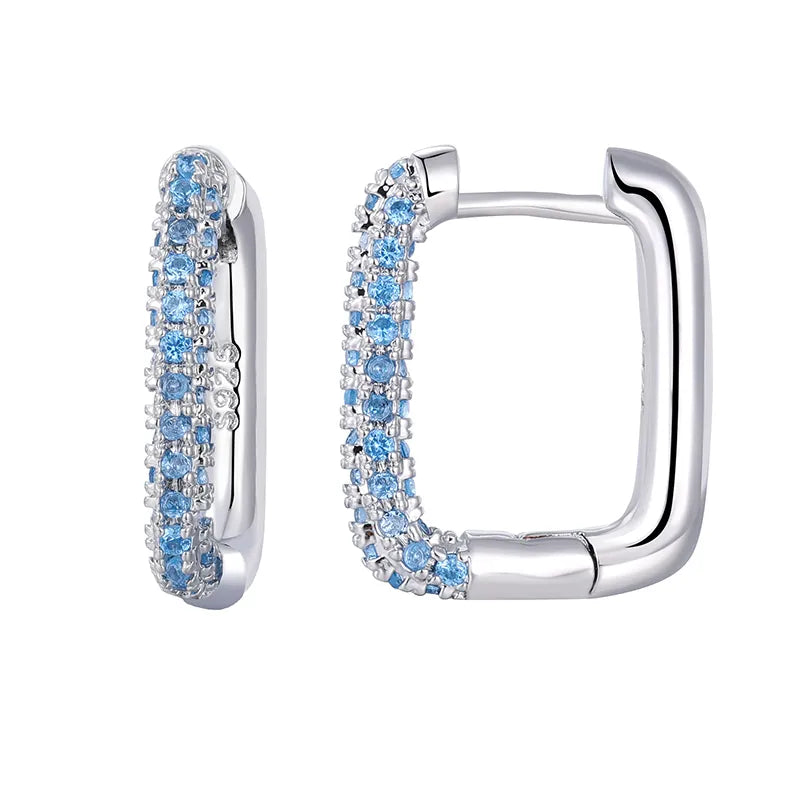  Gold Filled Hoop Drop Earrings Set for Women Ear Cuff Blue Zircon Enamel Dangle Earrings 2023 Fashion Jewelry Wholesale