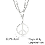 Cazador Stainless Steel 2025 Peace Sign Pendant Necklace for Men Gold Color Double Chain Necklace Jewelry Lover Gift Wholesale