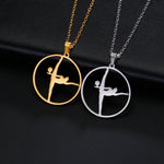 Gold Color Gymnast Girl Pendant Necklace for Women Stainless Steel Rhythmic Gymnastics Necklace Jewelry Gift 2025 Trendy