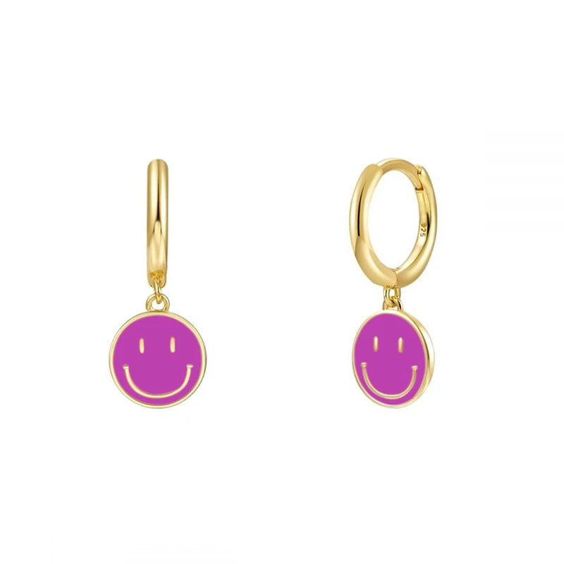  Gold Filled Hoop Drop Earrings Set for Women Ear Cuff Blue Zircon Enamel Dangle Earrings 2023 Fashion Jewelry Wholesale