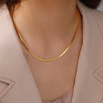 Gold Color Snake Chain Necklace for Women Men Stainless Steel Jewelry 2025 Trend Herringbone Chains Birthday Couple Gift
